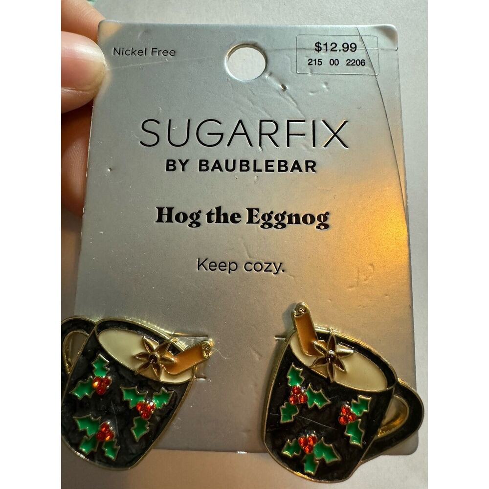 Sugarfix by BaubleBar Eggnog Earrings Christmas Hog the Eggnog Keep Cozy Holiday